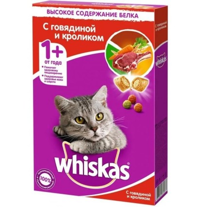 Вискас сухой корм для кошек аппетитное ассорти с говядиной, ягненком и кроликом 350 гр.